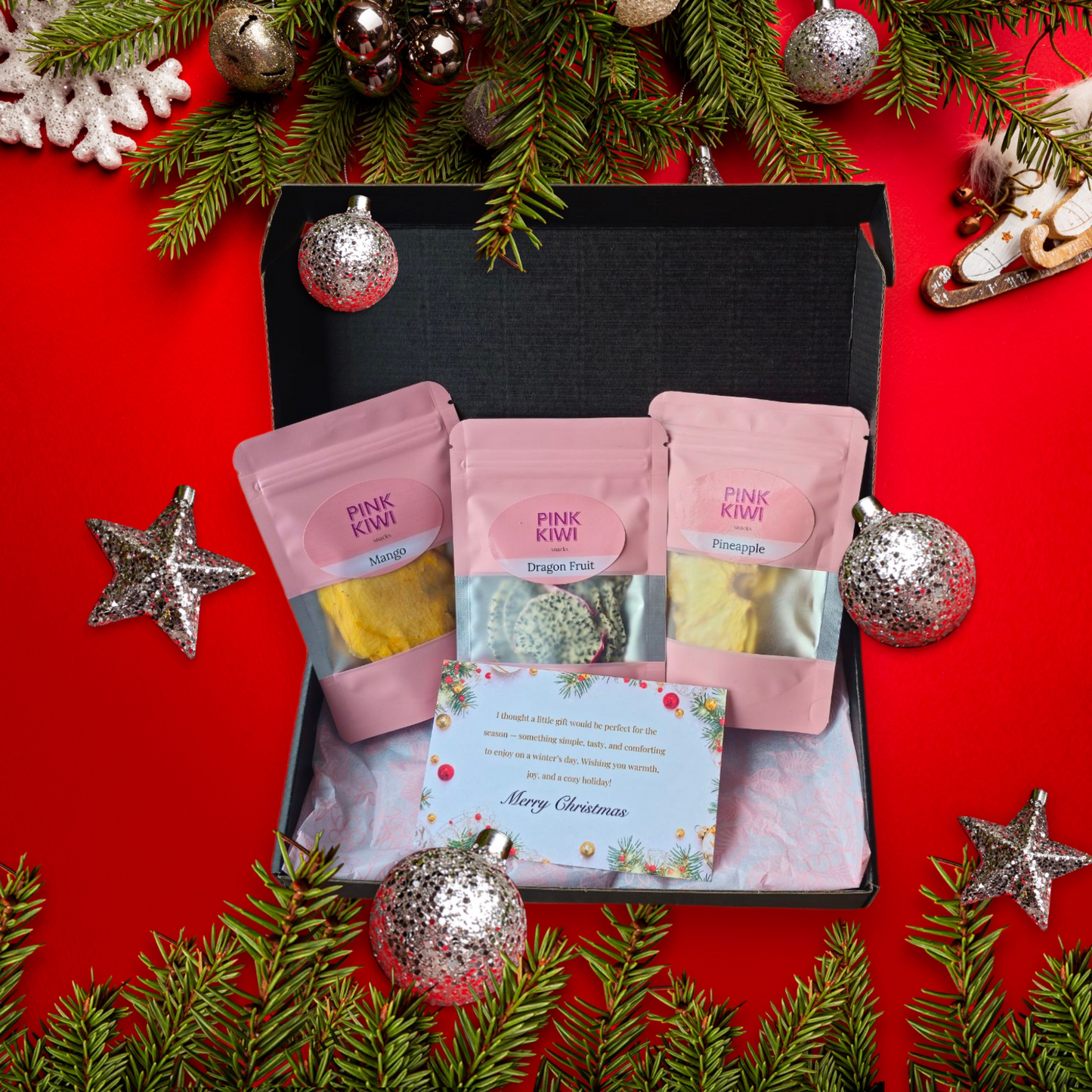 Mixed Dried Fruit Gift Box 3x15g – 100% Natural, No Sugar | Christmas Snack Selection